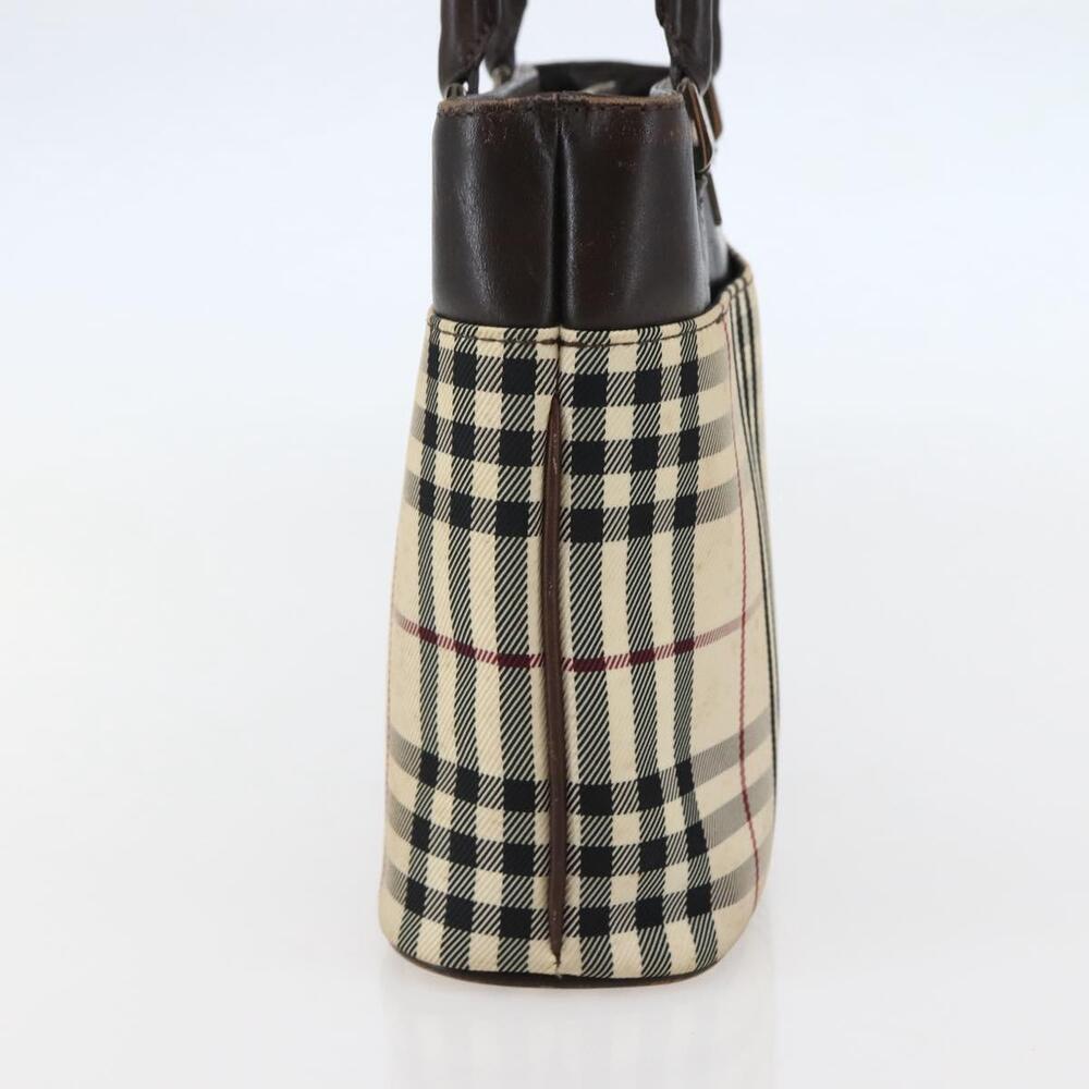 BURBERRY Nova Check Hand Bag Canvas Beige Gold Auth BA6325 - Picture 3 of 16